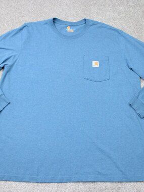 Carhartt Shirt Mens 2XL XXL Blue Dearborn Original Fit Long Sleeve Pocket Tee